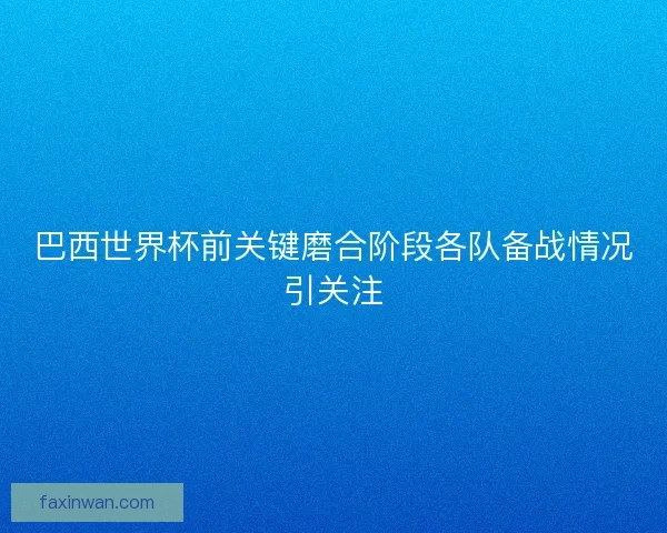 巴西世界杯前关键磨合阶段各队备战情况引关注